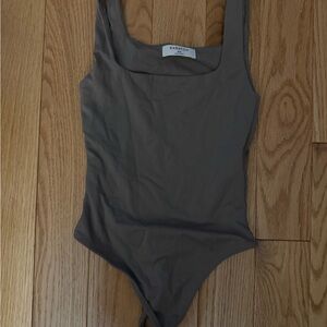 Babaton Gray Square Neck Bodysuit